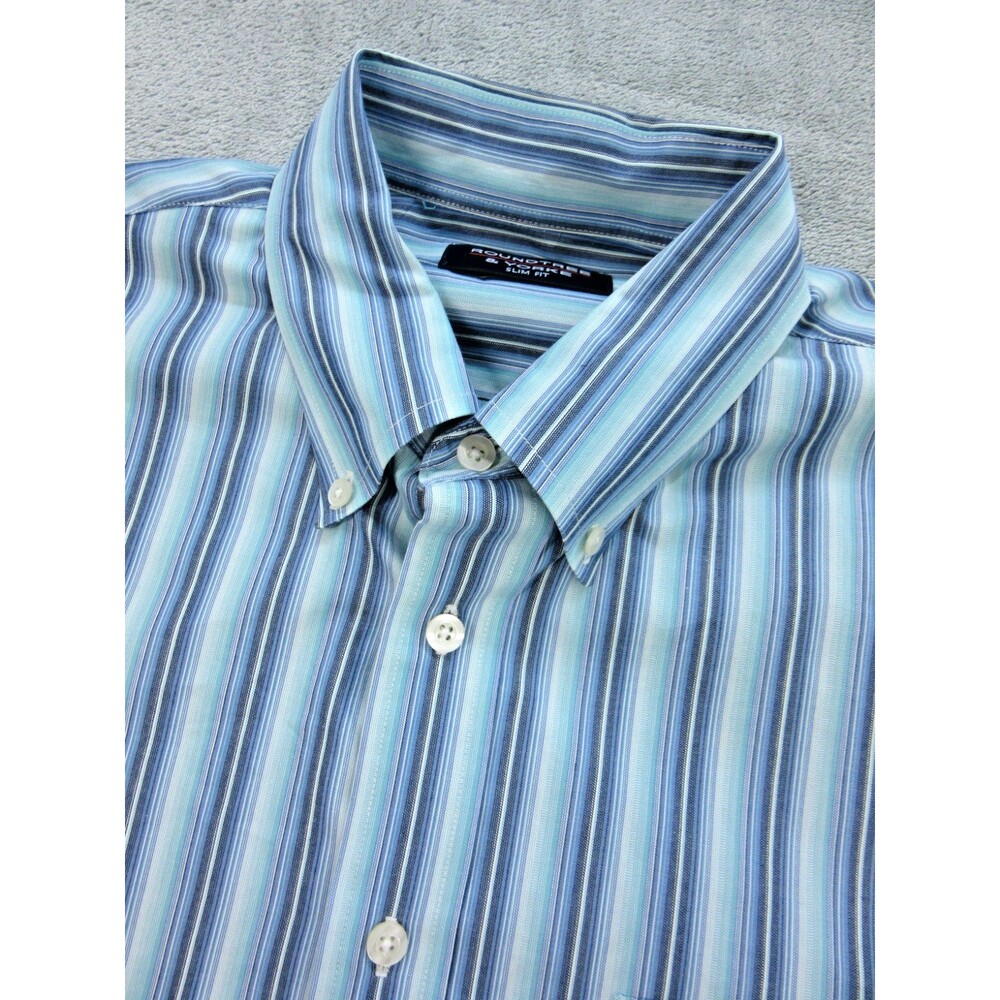 Roundtree & Yorke Mens Sz. Large Shirt Slim Fit Long Slv. Buttoned Down Blue